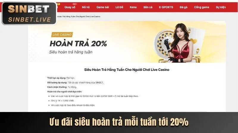 Chương trình hoàn trả hàng tuần cho người chơi casino tại 988bet link mới